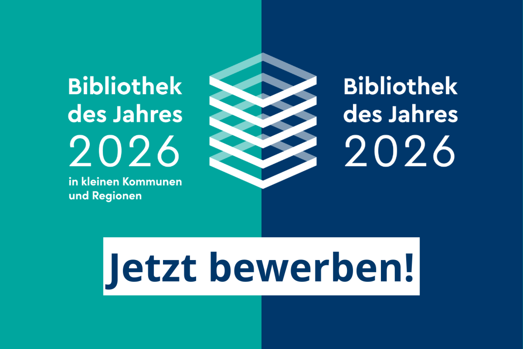 Logos Bibliotheken des jahres und Aufruf "Jetzt bewerben!"