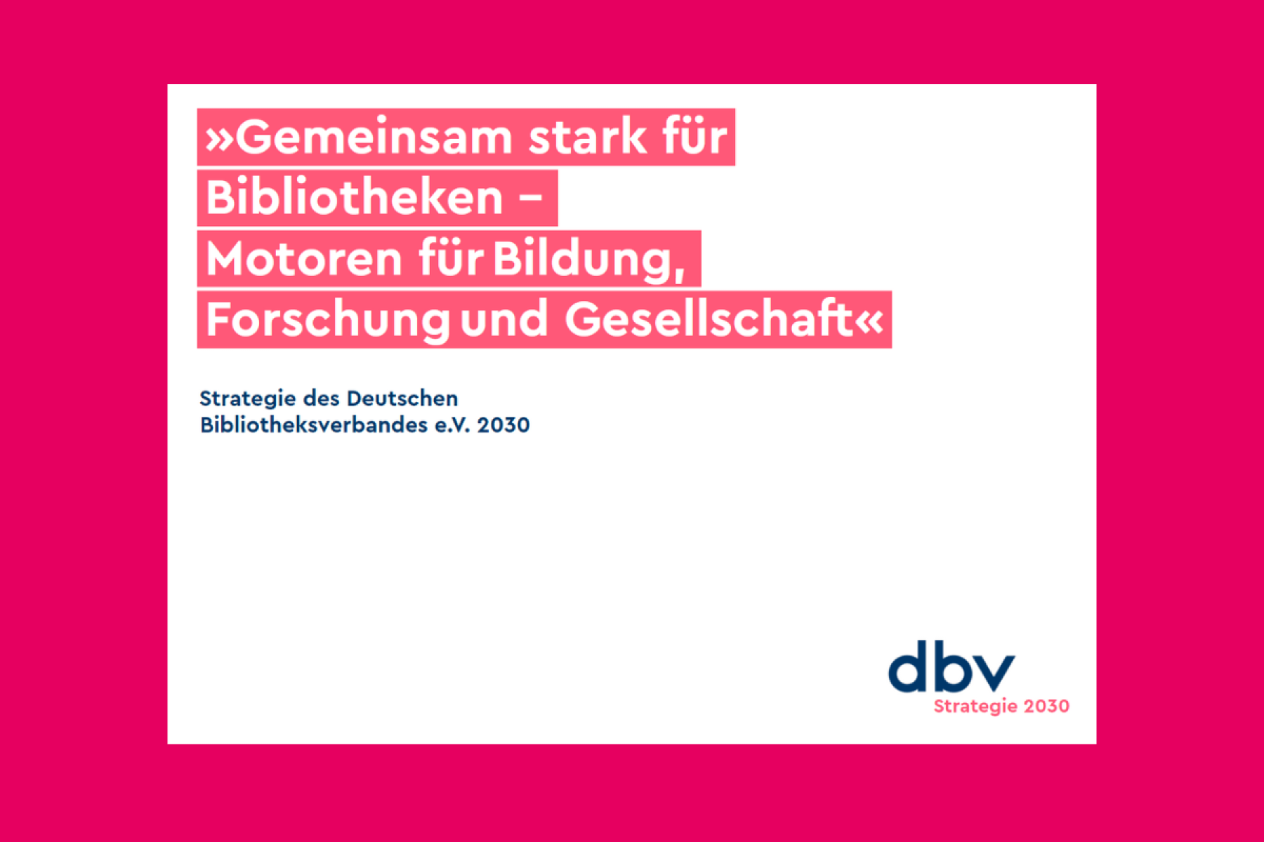 Cover der dbv-Startegie