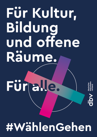 Plakat mit Text: Für Kultur, Bildung und offene Räume. Für alle.