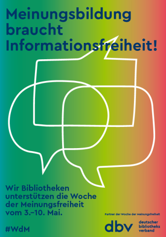 Regenbogenverlauf, Text: Meinungsbildung braucht Informationsfreiheit
