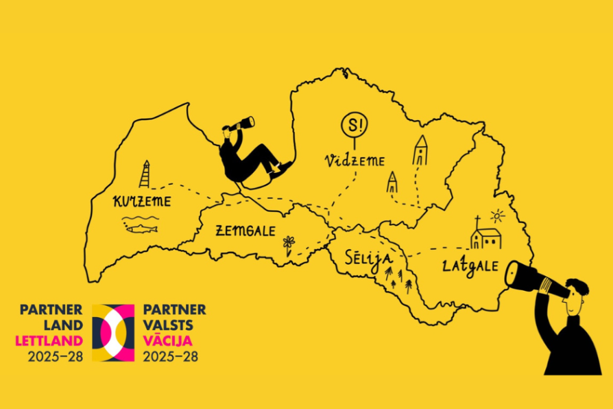 Karte von Lettlandd, Logo der BID-Partnerland-Initiative