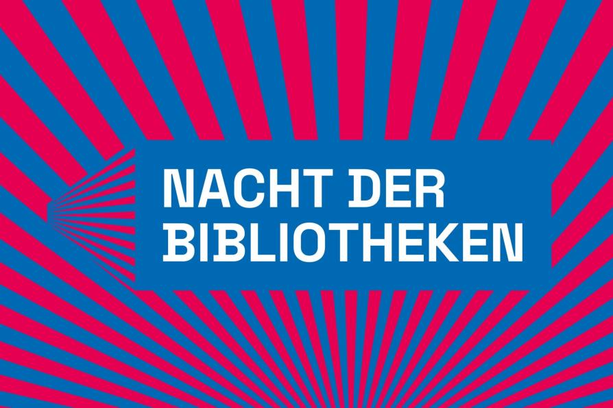 Logo der Nacht der Bibliotheken mit rot-blauen Streifen